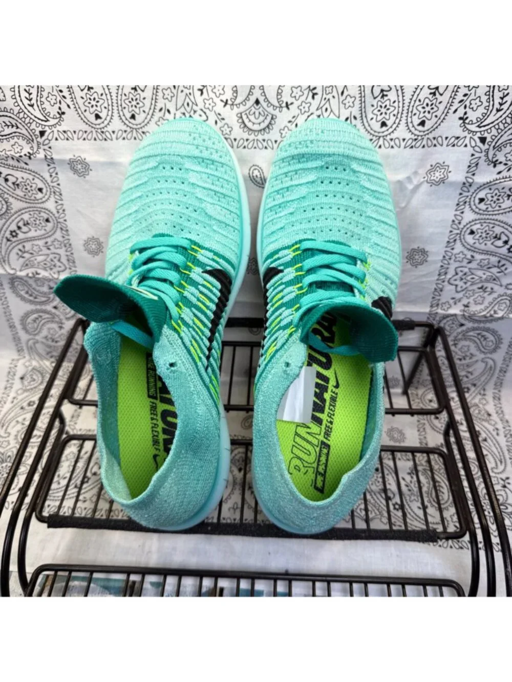 Nike Free RN Flyknit Running Shoes Hyper Turquoise 831070-307 Womens Sz 8.5 EUC